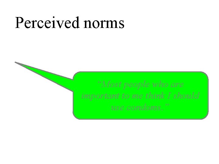 Perceived norms “Most people who are important to me think I should use condoms.