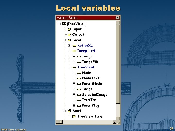 Local variables © 1998 Synon Corporation 29 
