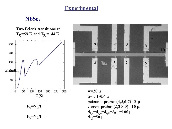 Experimental Nb. Se 3 Two Peierls transitions at TP 2=59 K and TP 1=144