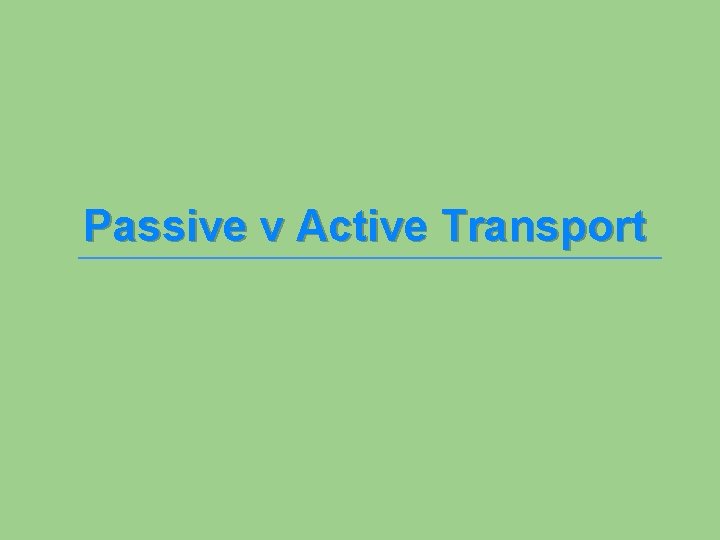 Passive v Active Transport 
