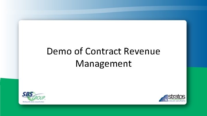 Demo of Contract Revenue Management 