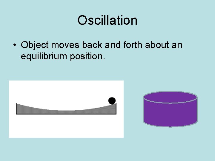 Oscillation • Object moves back and forth about an equilibrium position. 