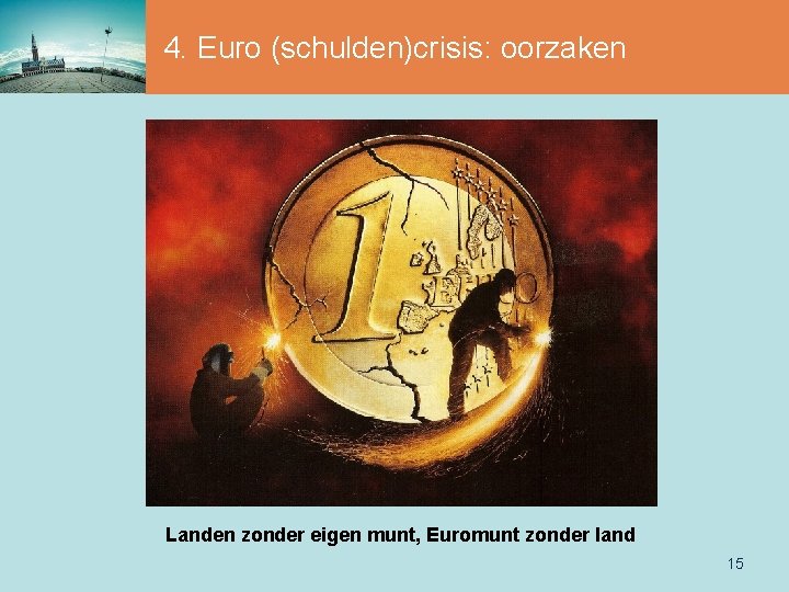 4. Euro (schulden)crisis: oorzaken Landen zonder eigen munt, Euromunt zonder land 15 