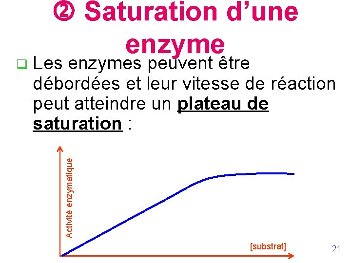 Les enzymes peuvent être débordées et leur vitesse de réaction peut atteindre un plateau