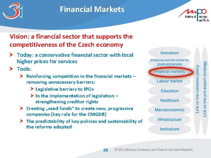 Financial Markets Vision: a financial sector that supports the competitiveness of the Czech economy