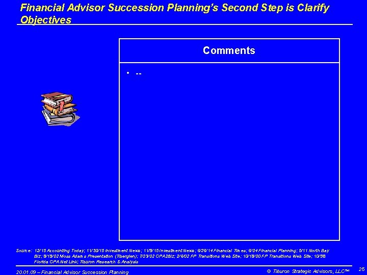 Financial Advisor Succession Planning’s Second Step is Clarify Objectives Comments • -- Source: 12/15