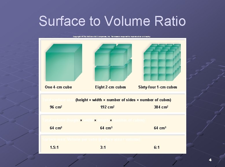 Surface to Volume Ratio Copyright © The Mc. Graw-Hill Companies, Inc. Permission required for