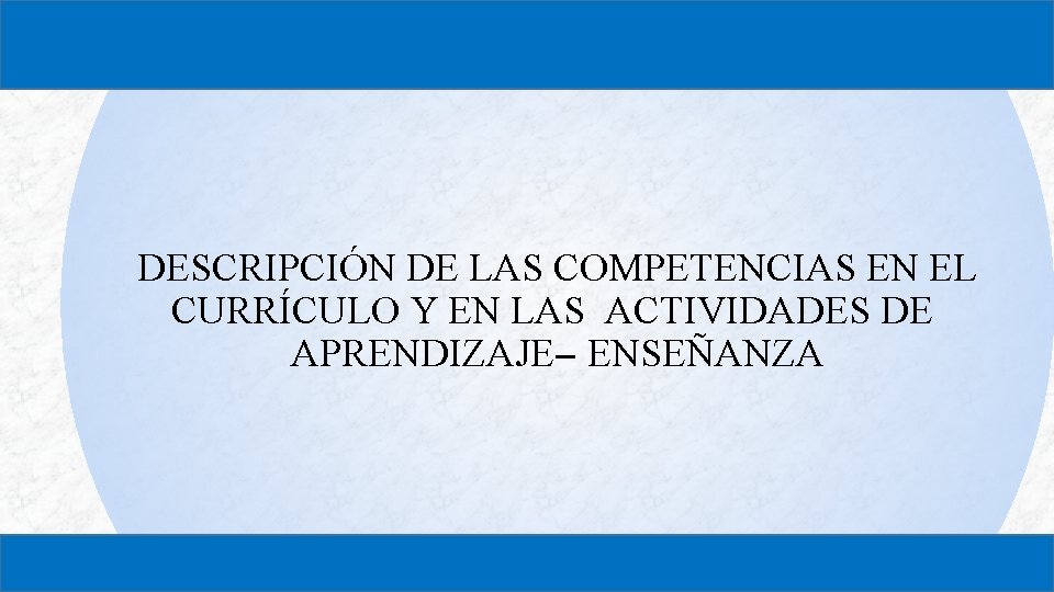 DESCRIPCIÓN DE LAS COMPETENCIAS EN EL CURRÍCULO Y EN LAS ACTIVIDADES DE APRENDIZAJE ENSEÑANZA