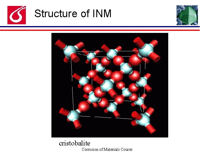Structure of INM cristobalite Corrosion of Materials Course Structure of INM cristobalite Corrosion of Materials Course