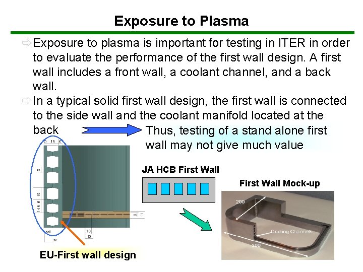 Exposure to Plasma ðExposure to plasma is important for testing in ITER in order
