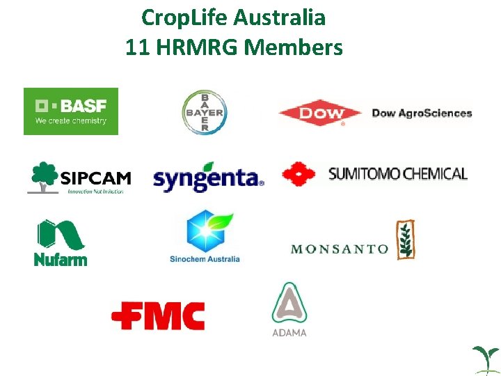 Crop. Life Australia 11 HRMRG Members 
