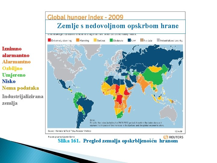  Zemlje s nedovoljnom opskrbom hrane Iznimno alarmantno Alarmantno Ozbiljno Umjereno Nisko Nema podataka