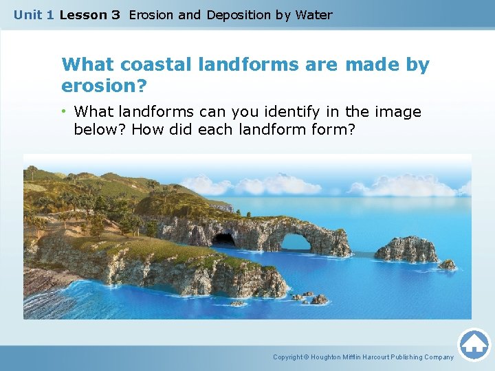 Unit 1 Lesson 3 Erosion and Deposition by Water What coastal landforms are made