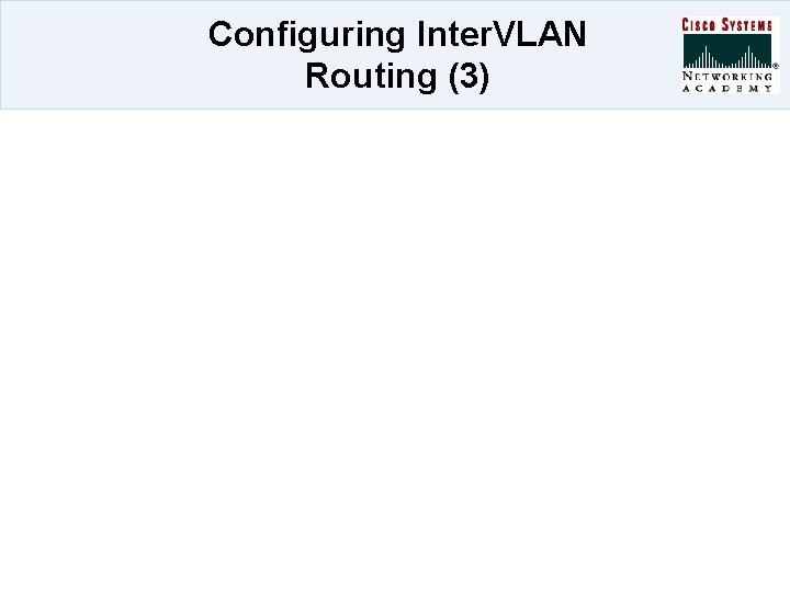 Configuring Inter. VLAN Routing (3) 