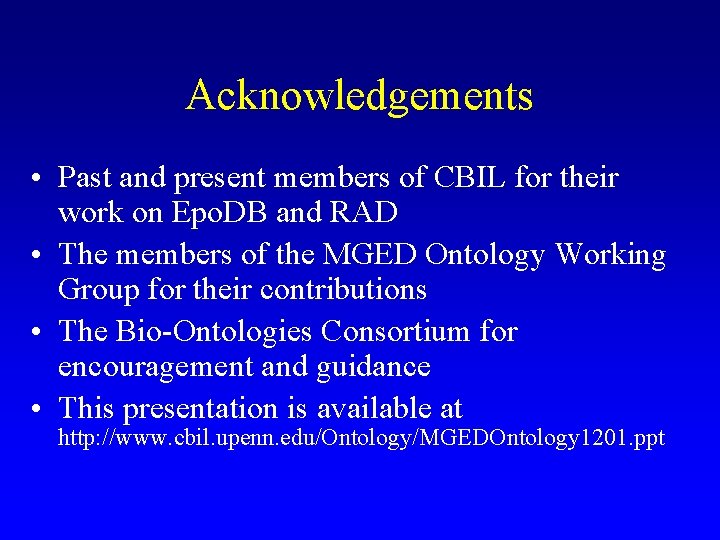 Acknowledgements • Past and present members of CBIL for their work on Epo. DB Acknowledgements • Past and present members of CBIL for their work on Epo. DB
