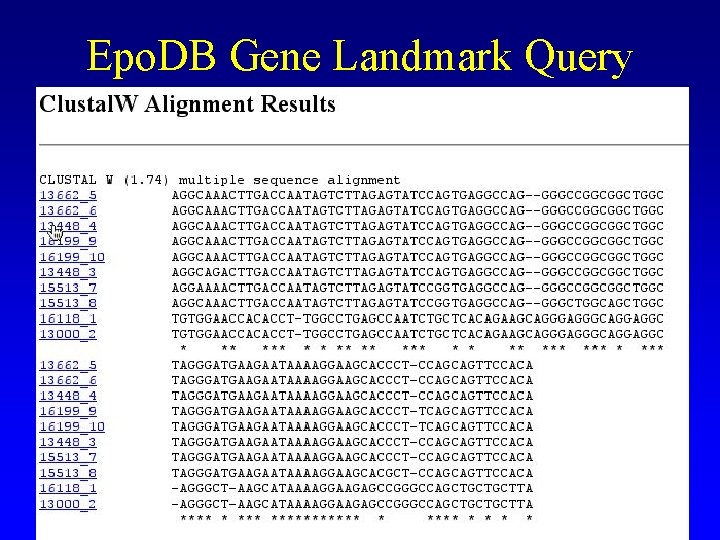 Epo. DB Gene Landmark Query Epo. DB Gene Landmark Query