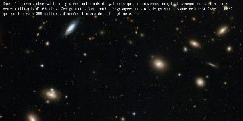 Dans l’univers observable il y a des milliards de galaxies qui, en moyenne, comptent