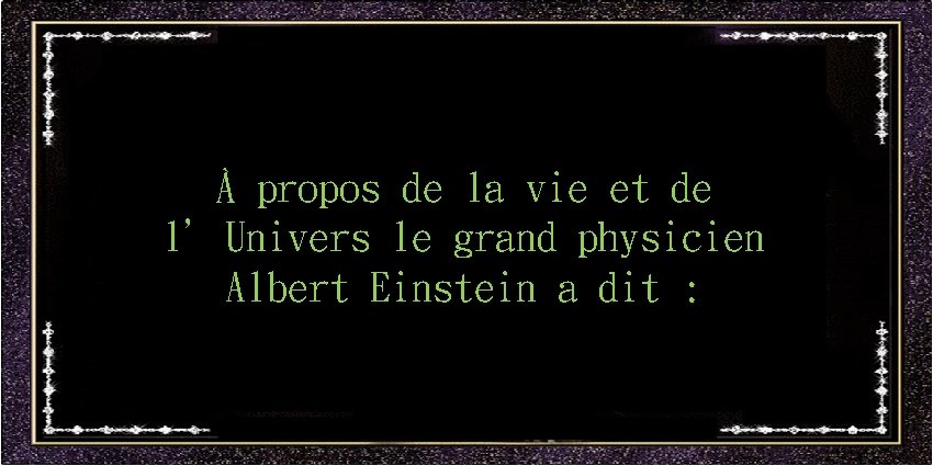 À propos de la vie et de l’Univers le grand physicien Albert Einstein a