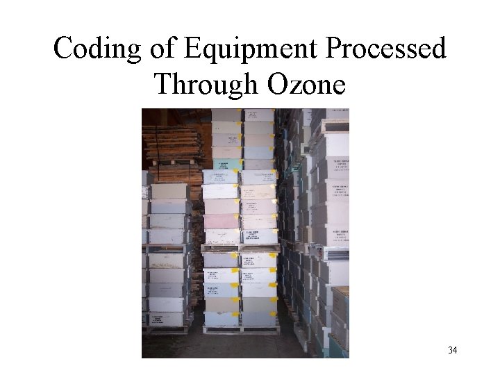 Coding of Equipment Processed Through Ozone 34 