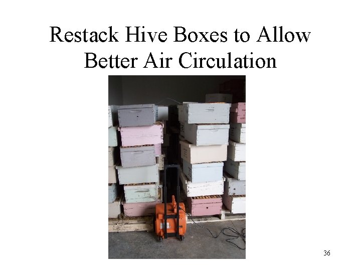 Restack Hive Boxes to Allow Better Air Circulation 36 
