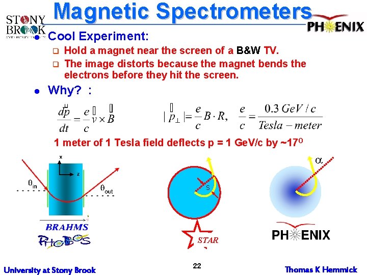 Magnetic Spectrometers l Cool Experiment: q q l Hold a magnet near the screen