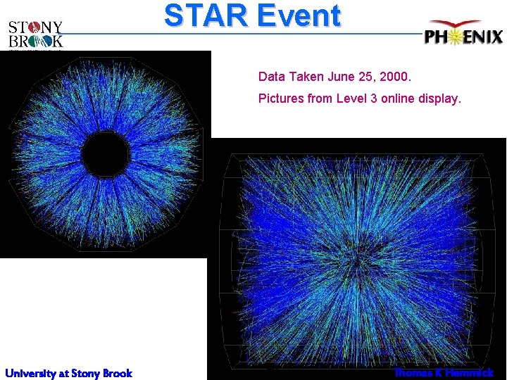 STAR Event Data Taken June 25, 2000. Pictures from Level 3 online display. University