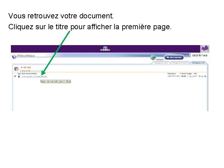 Vous retrouvez votre document. Cliquez sur le titre pour afficher la première page. 