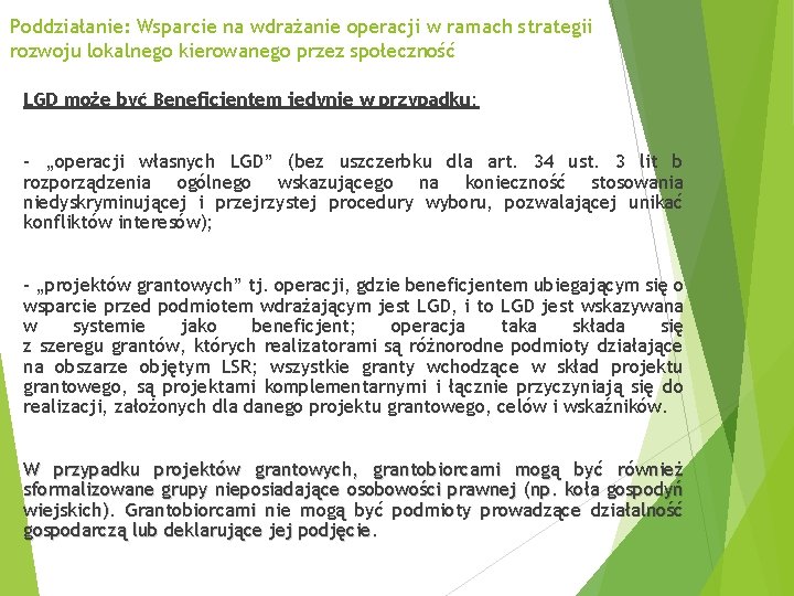 Poddziałanie: Wsparcie na wdrażanie operacji w ramach strategii rozwoju lokalnego kierowanego przez społeczność LGD