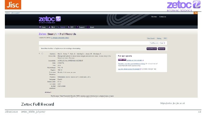 Zetoc Full Record 28/10/2020 zetoc_biblio_july 2017 https: //zetoc. jisc. ac. uk 10 