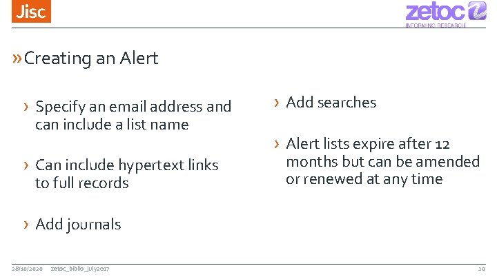 » Creating an Alert › Specify an email address and can include a list