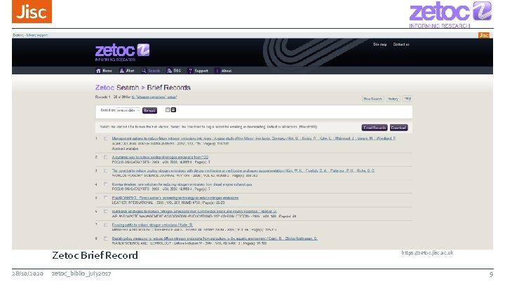 Zetoc Brief Record 28/10/2020 zetoc_biblio_july 2017 https: //zetoc. jisc. ac. uk 9 