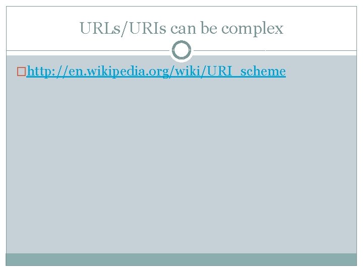 URLs/URIs can be complex �http: //en. wikipedia. org/wiki/URI_scheme 
