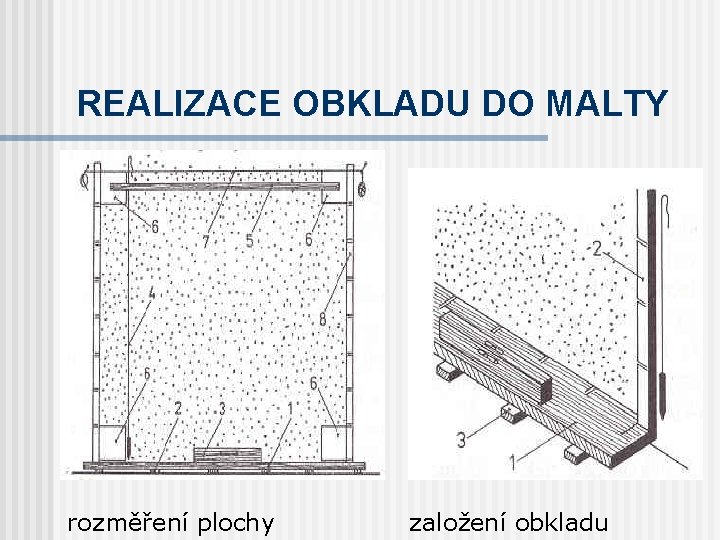 REALIZACE OBKLADU DO MALTY rozměření plochy založení obkladu 