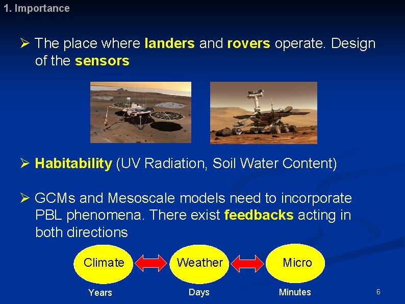 1. Importance Ø The place where landers and rovers operate. Design of the sensors
