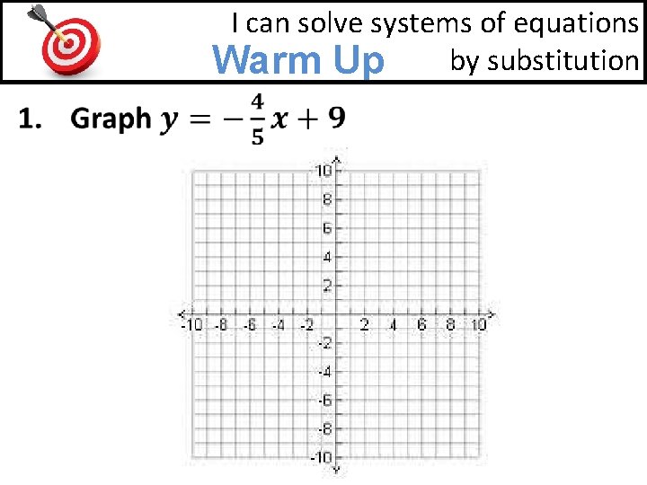 I can solve systems of equations by substitution Warm Up 