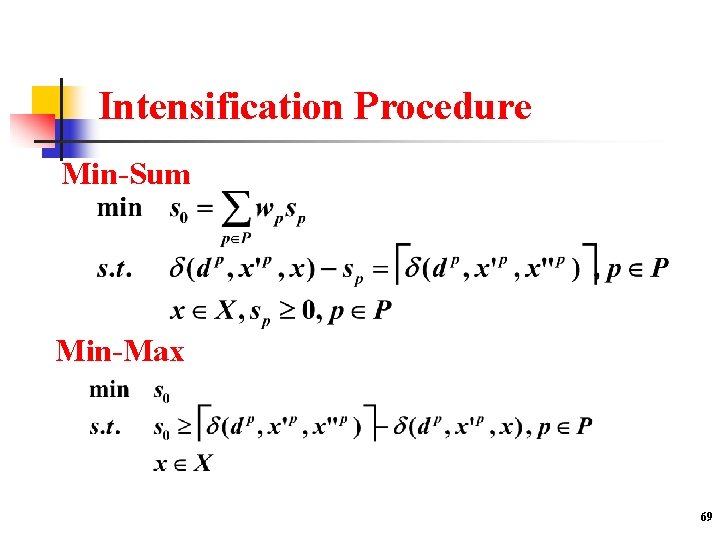 Intensification Procedure Min-Sum Min-Max 69 