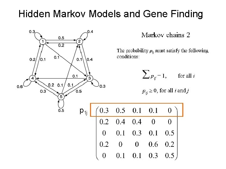 Hidden Markov Models and Gene Finding p 1 j 