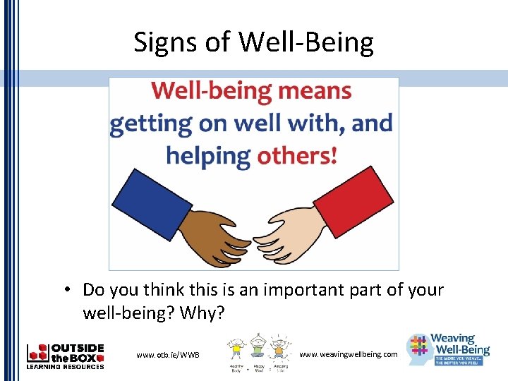 Signs of Well-Being • Do you think this is an important part of your