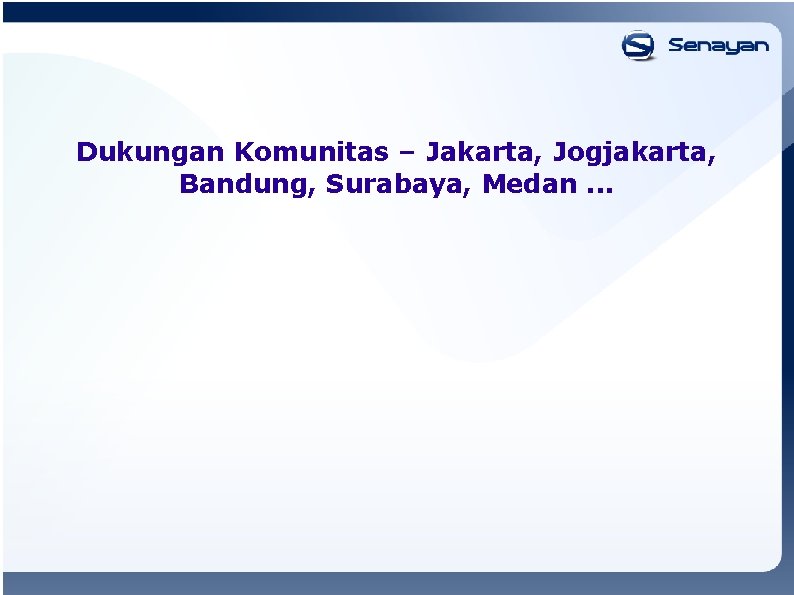 Dukungan Komunitas – Jakarta, Jogjakarta, Bandung, Surabaya, Medan. . . 