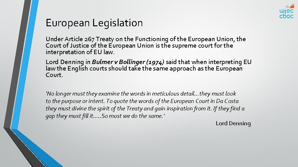 European Legislation Under Article 267 Treaty on the Functioning of the European Union, the