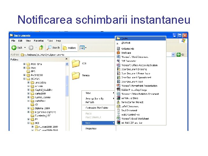 Notificarea schimbarii instantaneu 