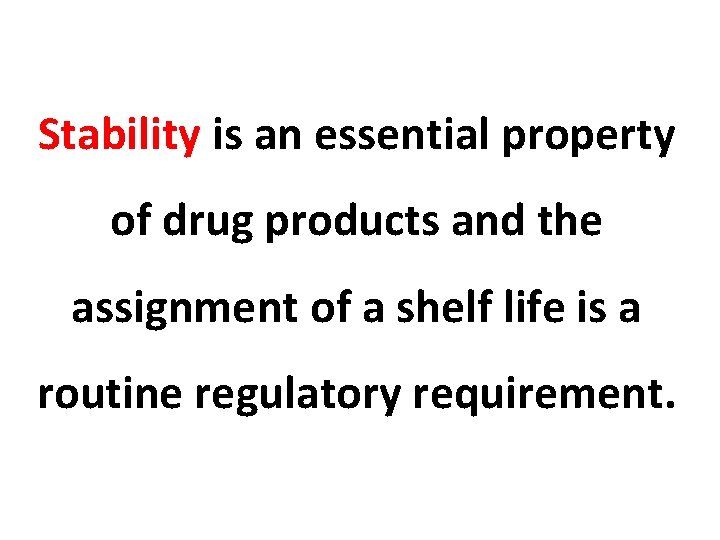 Stability is an essential property of drug products and the assignment of a shelf