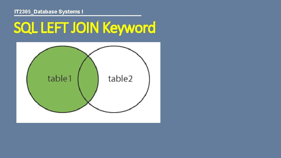 IT 2305_Database Systems I SQL LEFT JOIN Keyword 