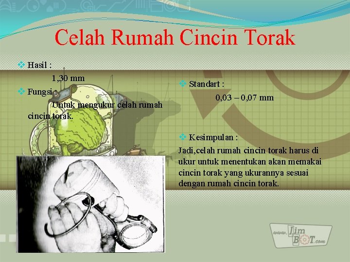 Celah Rumah Cincin Torak v Hasil : 1, 30 mm v Fungsi : Untuk