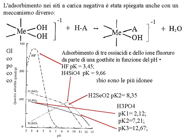 L'adsorbimento nei siti a carica negativa è stata spiegata anche con un meccanismo diverso: