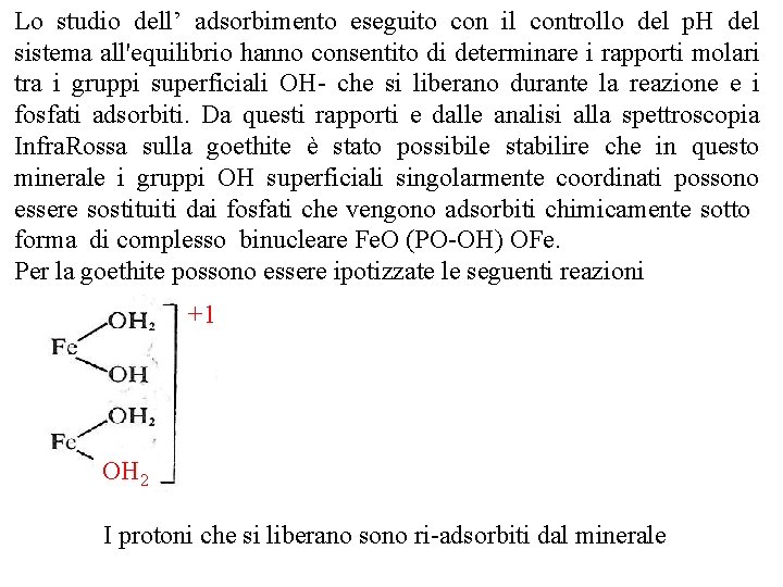 Lo studio dell’ adsorbimento eseguito con il controllo del p. H del sistema all'equilibrio