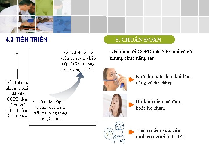 4. 3 TIẾN TRIỂN 5. CHUẨN ĐOÁN • Sau đợt cấp tái diễn có