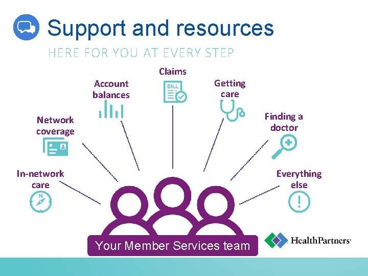 Support and resources HERE FOR YOU AT EVERY STEP Account balances Claims Getting care