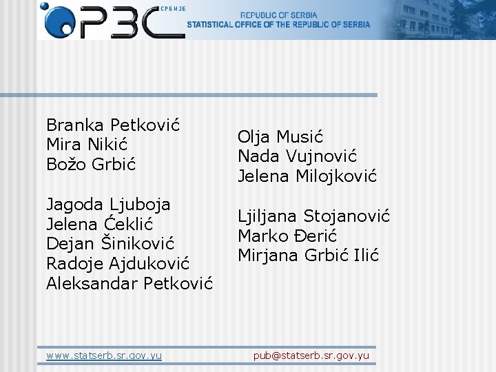 Branka Petković Mira Nikić Božo Grbić Jagoda Ljuboja Jelena Ćeklić Dejan Šiniković Radoje Ajduković