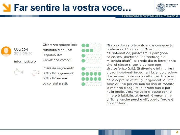 Far sentire la vostra voce… DIPARTIMENTO DI ELETTRONICA E INFORMAZIONE 4 